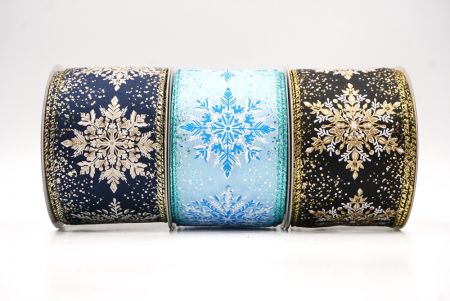 Sparkling Snowflake Metallic Christmas Wired Ribbon - Sparkling Snowflake Metallic Christmas Wired Ribbon